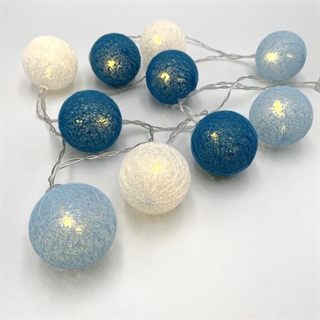 LED lyskæde med bomuldsbolde i forskellige farver - 1,5 m 10 lys - diameter 5 cm